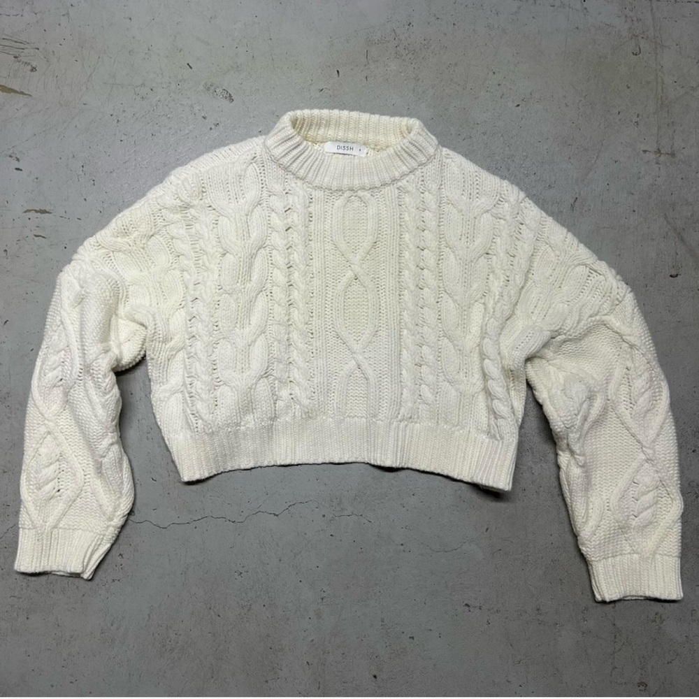 DISSH Ivory Cable Knit Turtleneck Sweater